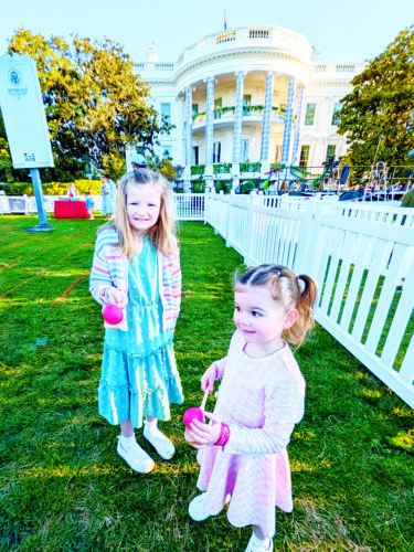 East Palestine sisters roll eggs across the south lawn of the White House
